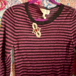 ETOLE SABEL MARANT pink & black striped, metallic thin-knit top in size 2